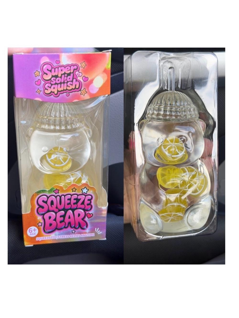 Squeeze Bear with Fruit(Vaseline squeeze) - Clear Bear with Yellow Filling